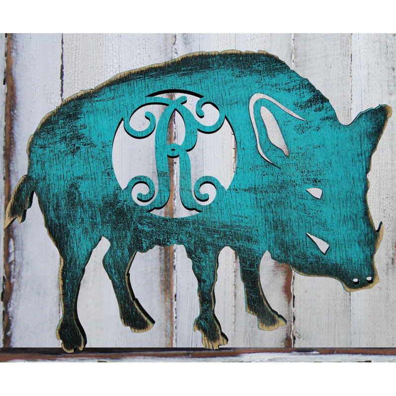 Décoration murale antique en forme de lettre rustique en bois, T