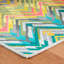 Seneca Machine Printed Polyester Chevron Area Rug in Turquoise/Red/Yellow-39799813
