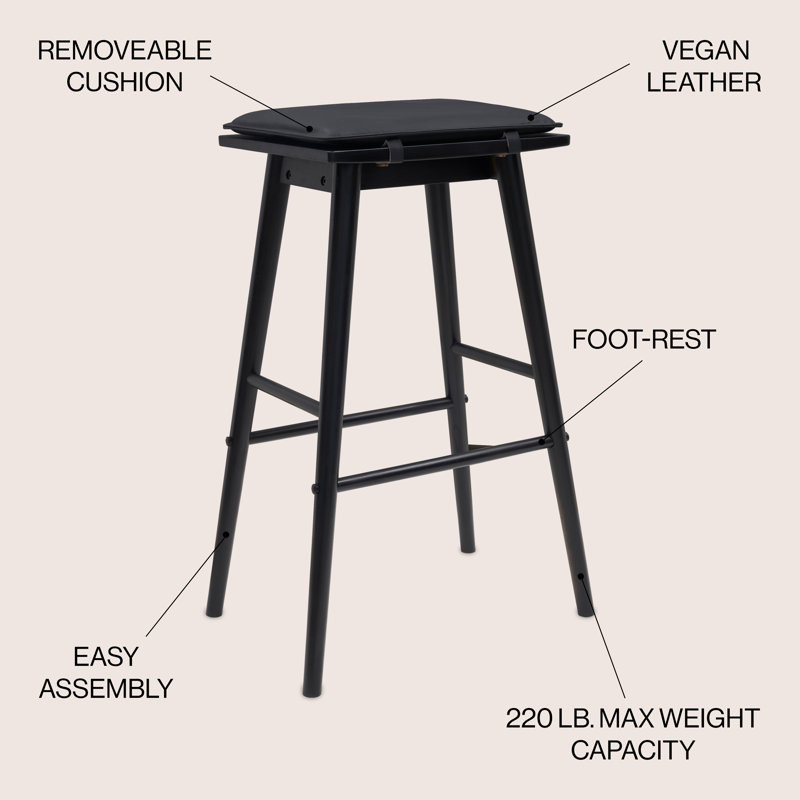 Siège de selle MidCentury Classic sans dossier, Siège noir / cadre noir, Bar Stool (30" Seat Height)