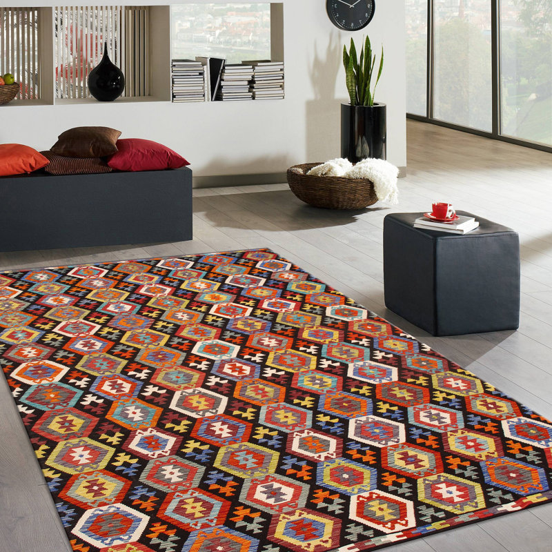 Kilim Geometric Handmade Flatweave Rectangle 8'4" x 11'1" Wool Area Rug in Brown/Orange/Yellow