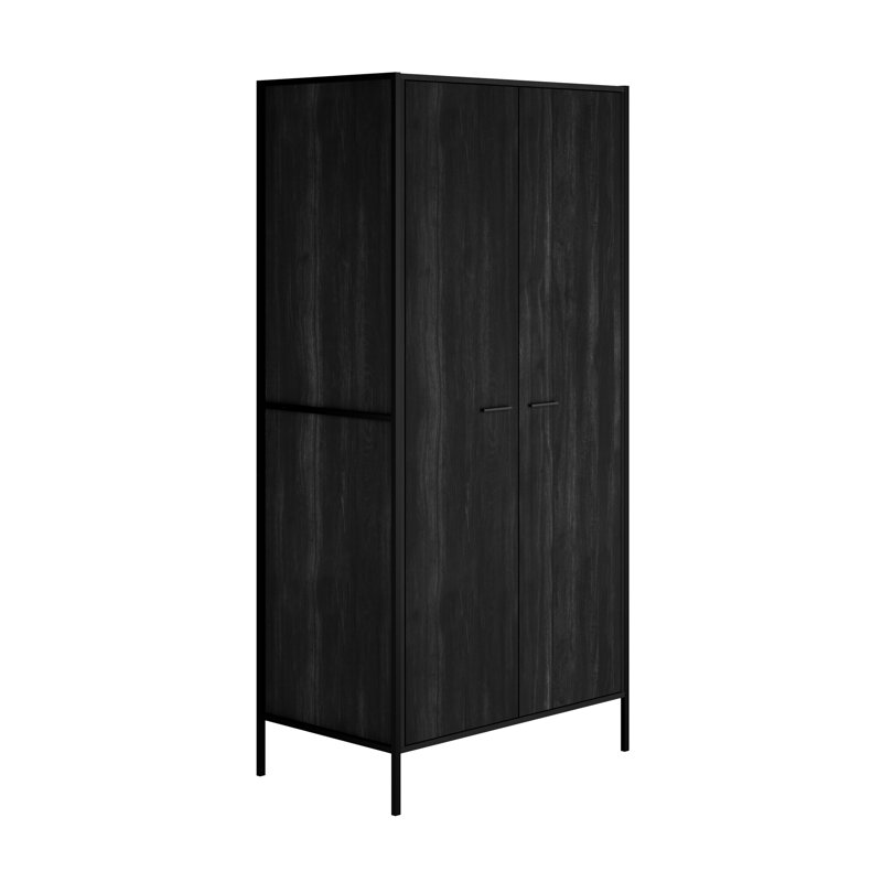 HOXTON 2 DOOR DOUBLE WARDROBE, Distressed Black
