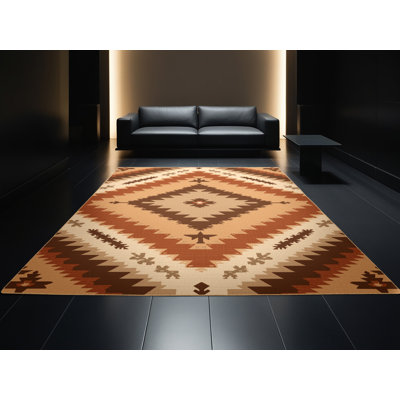 Tapis oriental traditionnel Pauleta lavable à la machine en brun - reliure brun clair