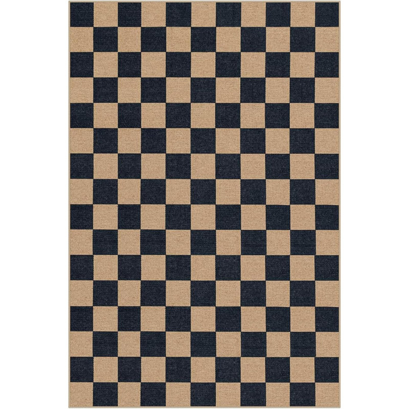 Checkered Easy Jute Carpet Washable Area Rug  Neutral Outdoor Rug Farmhouse Checkerboard Non Slip Non Shedding Floor Carpet For Dining Living Room Deck Sunroom