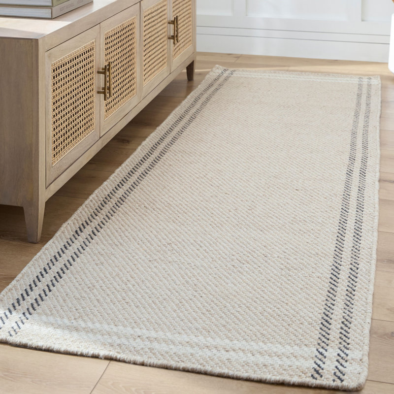 Tapis ivoire / noir / beige Lavande, Tapis de couloir 2 pi 6 po x 8 pi