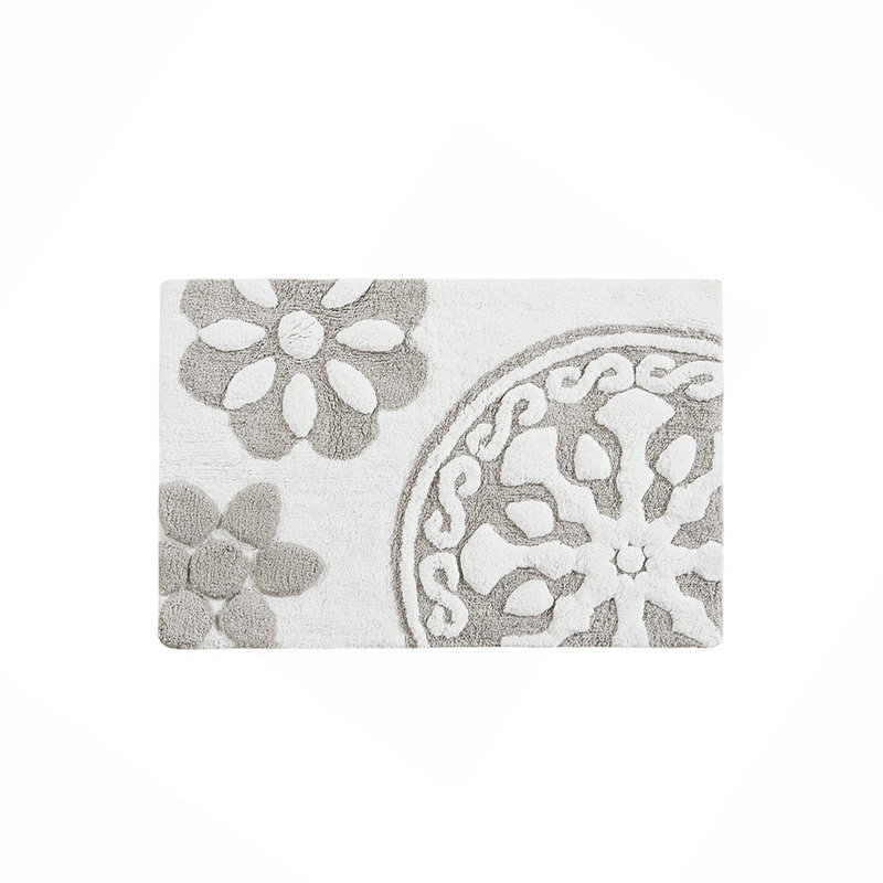 Tapis de bain en coton touffeté Medallion, Taupe