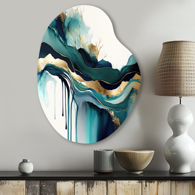 Austen - Abstract Liquid Ink Pear Shape Metal Wall Sculpture