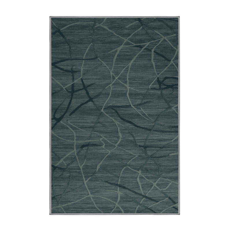 Tapis abstrait gris lavable à la machine, Rectangle 8 pi x 10 pi