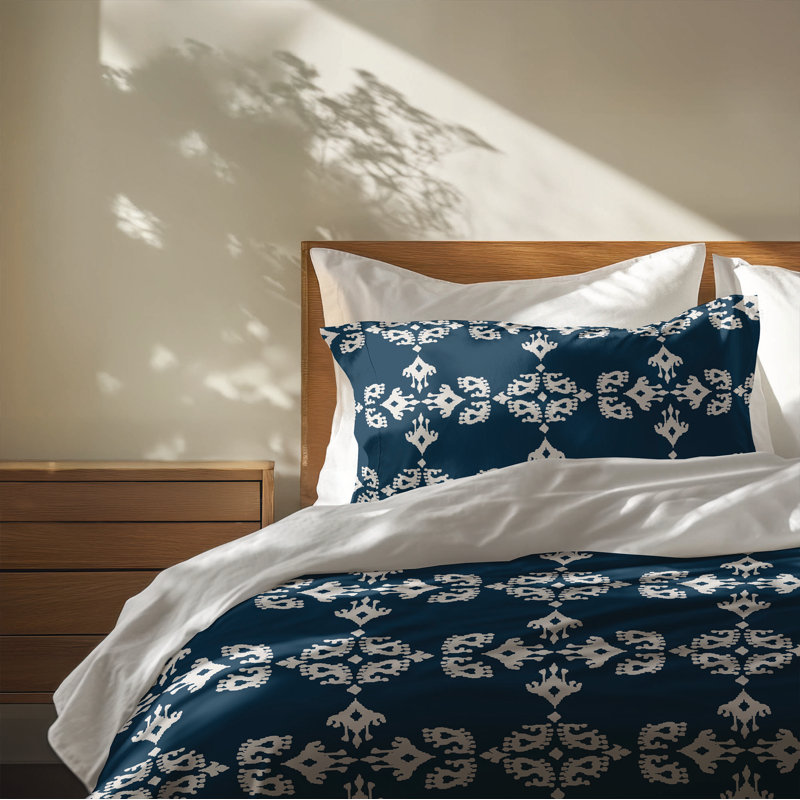 Cassia Comforter Set, Blue, King Comforter + 2 King Pillowcases