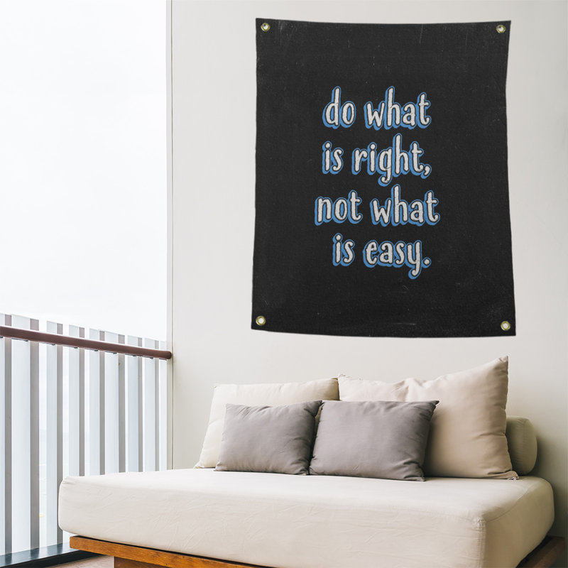 Polyester do what is right quote tableau noir tapisserie, H 59 pi x l 50 po, Bleu