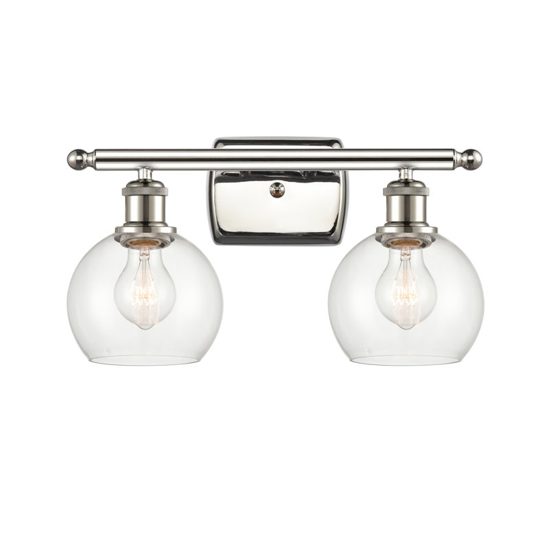 Éclairage pour meuble-lavabo en laiton antique à 2 lumières Almatine, Transparent, Nickel poli, Incandescente