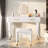 Modern Vanity Table Set With Touch Screen Lighted Mirror, Dressing Table And A Cushioned Stool