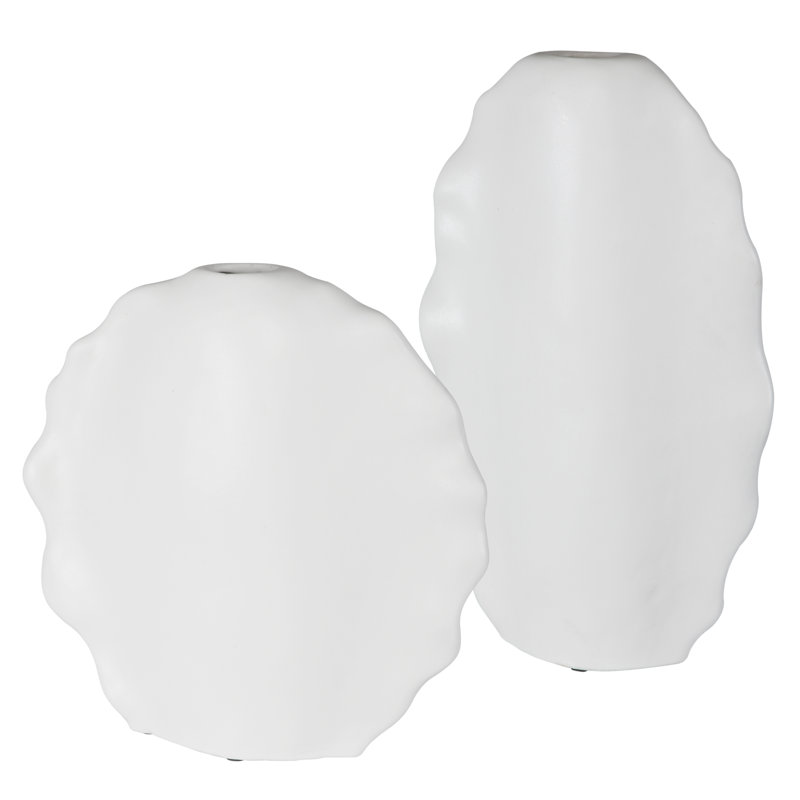 Vases blancs modernes Pearlena Orren Ellis Ruffled Feathers, S / 2