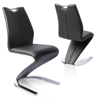 Upholstered Kitchen Dining Chair, Cantilever Side Chairs (Black)