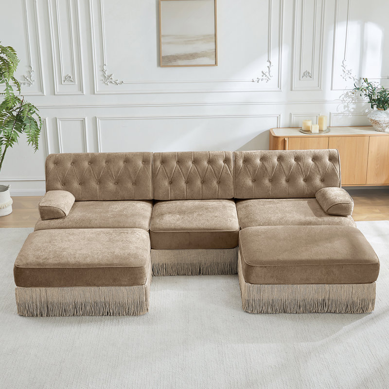 Canapé Chesterfield, H 34,2 po x l 106,1 po x P 60,3 po, Chameau