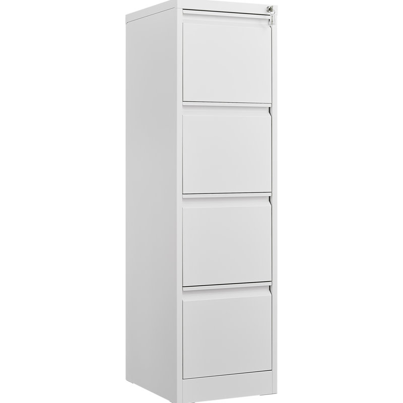 Metal Vertical File Cabinet With 4 Drawers And Lock - Optimize Office Space For A4 Legal/Letter Size White Drawer Efficient Storage