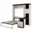 Lit escamotable avec bureau, tablettes et armoires de rangement