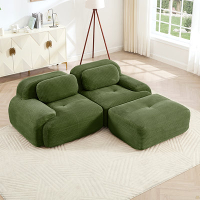 82'' L-Shaped Sofa In Softcorduroy Fabric Fabric Modular Design