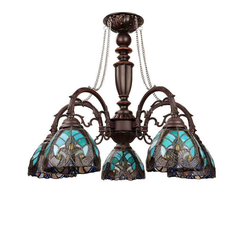 Lustre à 5 lumières Kasson, Vert