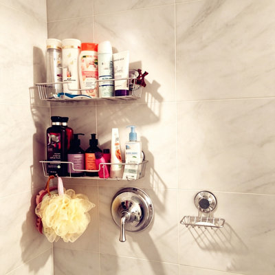 3 Pack Shower Caddy Basket Shelf and Soap Dish Holder for Bathroom Shampoo Conditioner Kitchen Storage Organizer