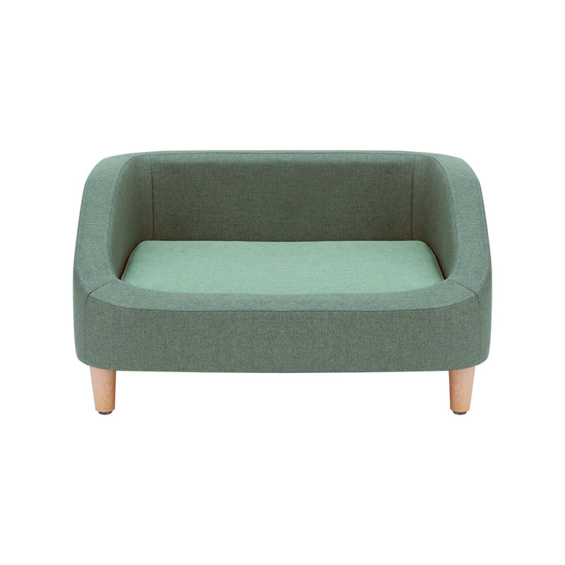 Sea Green Linen Elevated Pet Sofa for Small Dogs