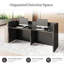 Bureau de réception moderne en forme de L avec deux postes de travail, finition bicolore bois et noire, gestion des câbles, panneau d'intimité - parfait pour le bureau, le salon ou la vente au détail-1018627526