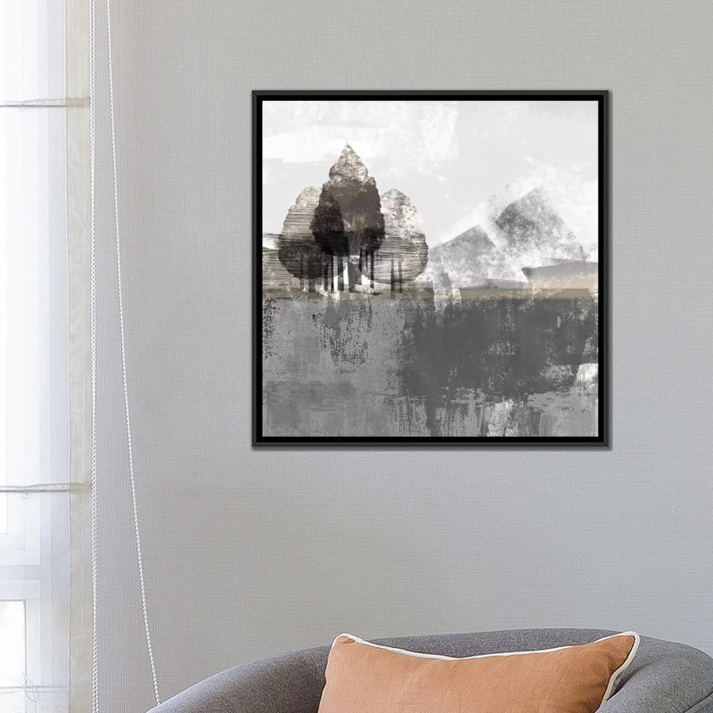 « textureed landscape », impression sur toile, H 18 po x l 18 po x P 1,5 po, Toile avec cadre noir, Pas de tapis