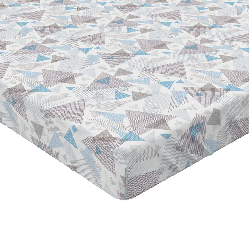 Drap-housse Ambesonne, Drap-housse simple TG, Brun, bleu pâle, blanc / géométrique