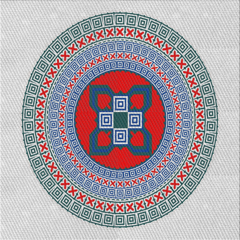 Tapis géométrique gris, Carré 5 pi