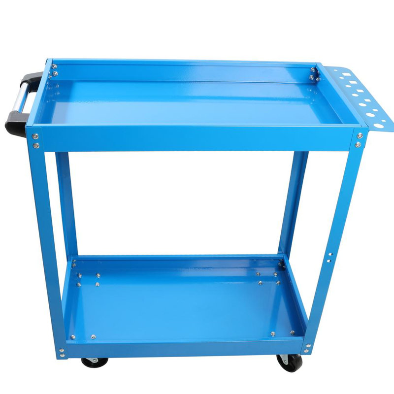 2-Tier Heavy Duty Steel Mechanic Utility Tool Cart on Wheels for Garage, Workshop, Warehouse, Blue