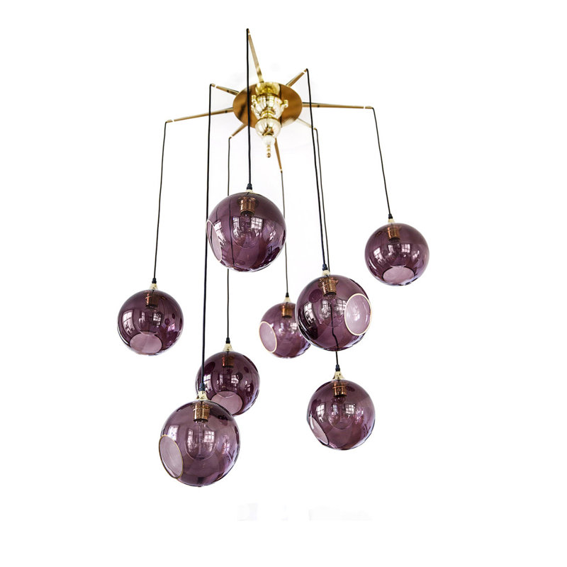 Luminaire suspendu sphère à 8 lumières Flash, Pluie mauve