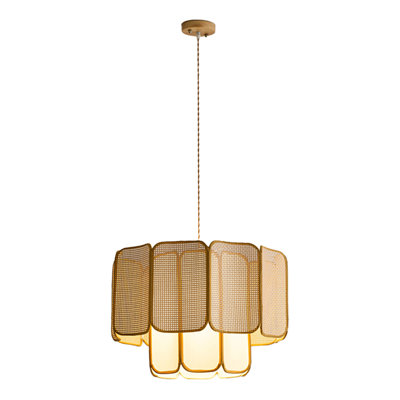 Lustre avec abat-jour en rotin Wabi-Sabi