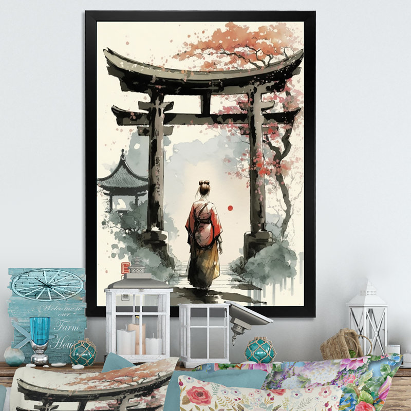 Asian Asian III - Peinture sur toile, Impression noire sur toile encadrée, H 20 po x l 12 po x P 1 po