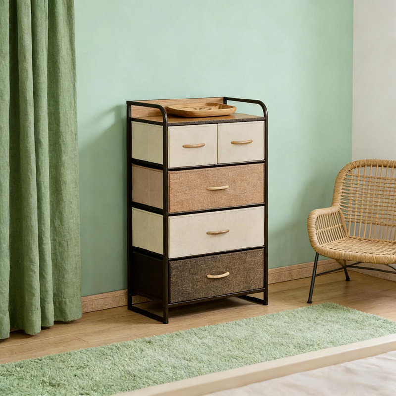 4-Tier Home Cabinet, Storage Organizer, Freestanding Dresser Tower, Hallway Storage Cabinet, Maple