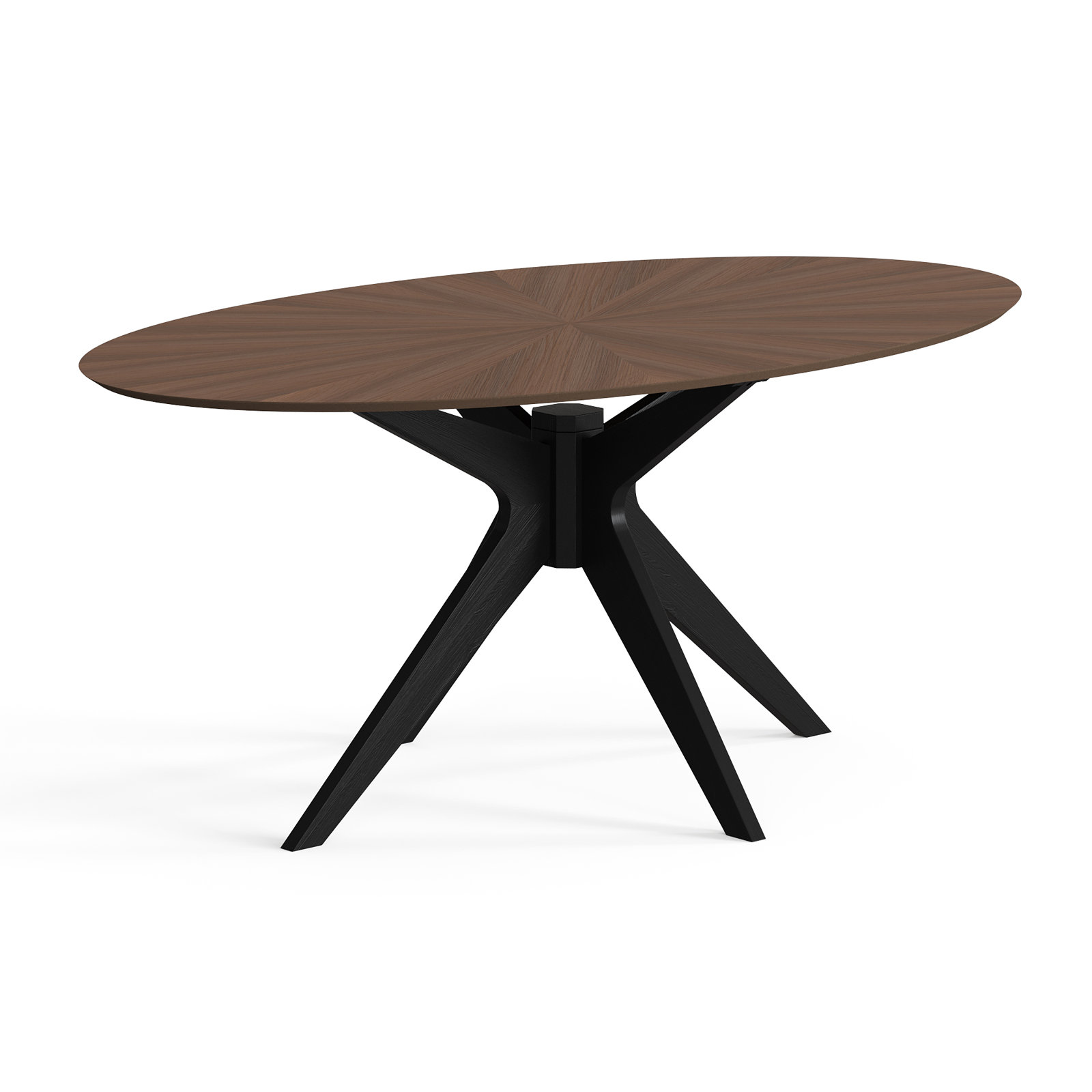 Fenway 70.5'' Oval Dining Table, Walnut Top/Black Base