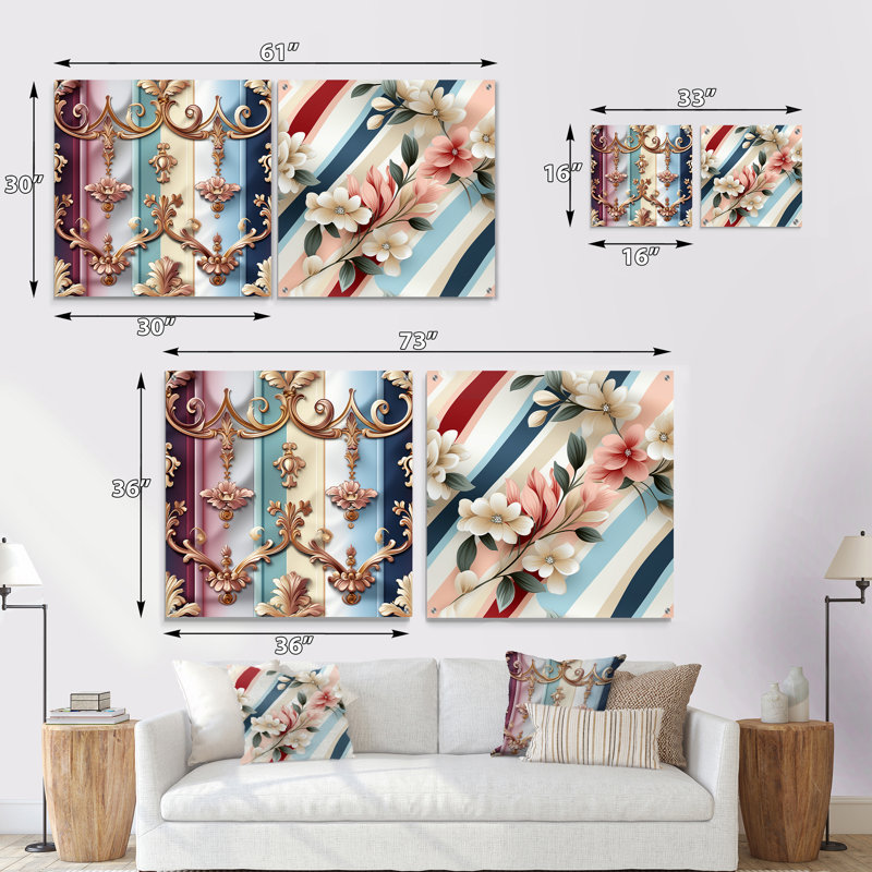 Jordan - Ensemble de 2 peintures murales abstraites en acrylique, H 36 po x l 73 po