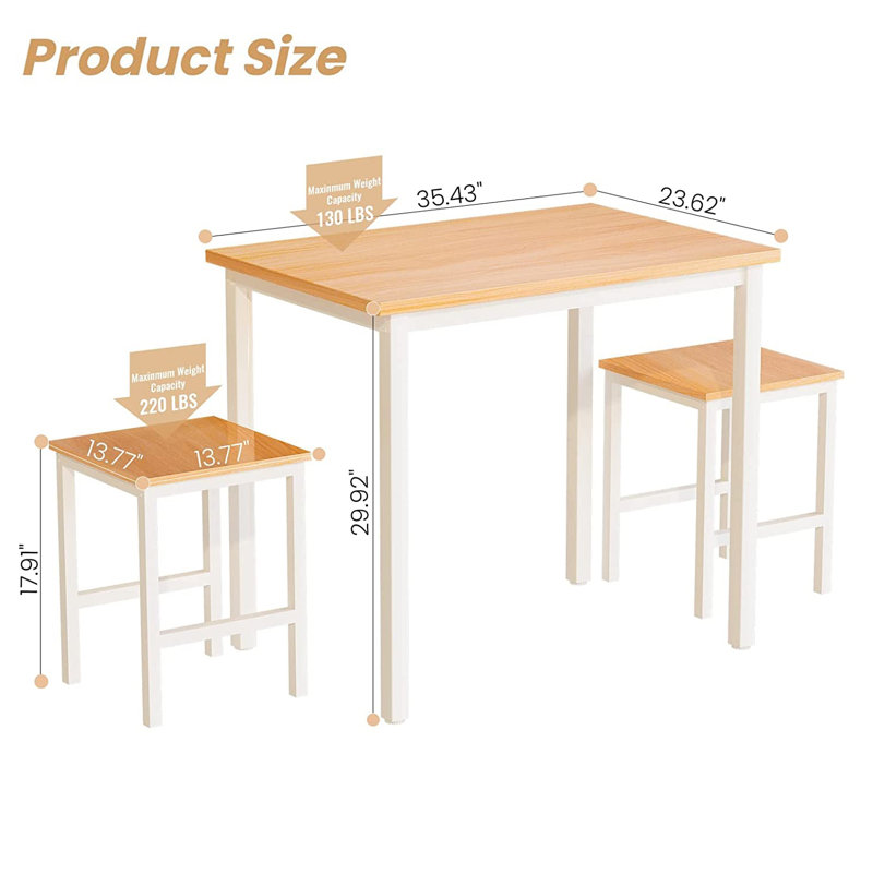 2 - Person Four Leg Dining Set, Beige/White