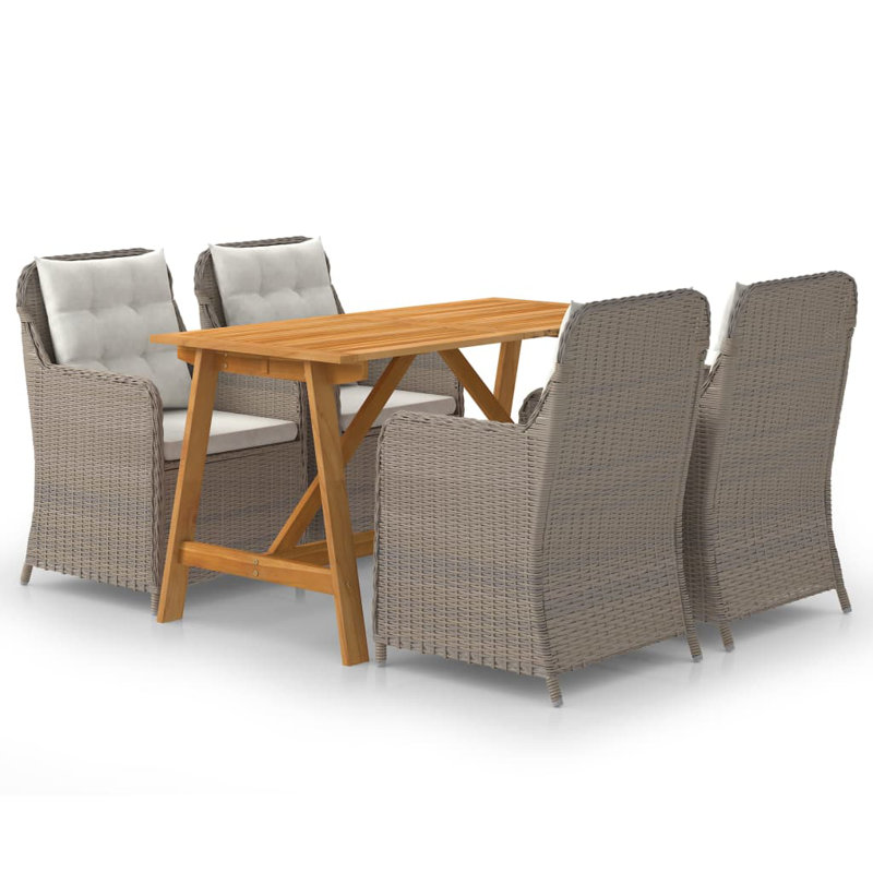 Ensemble de salle à manger rectangulaire pour 4 personnes, Blanc, Brun