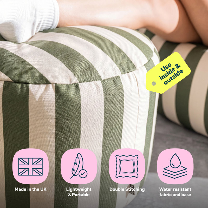 Milano Large Bean Bag Pouffe, Olive Striped