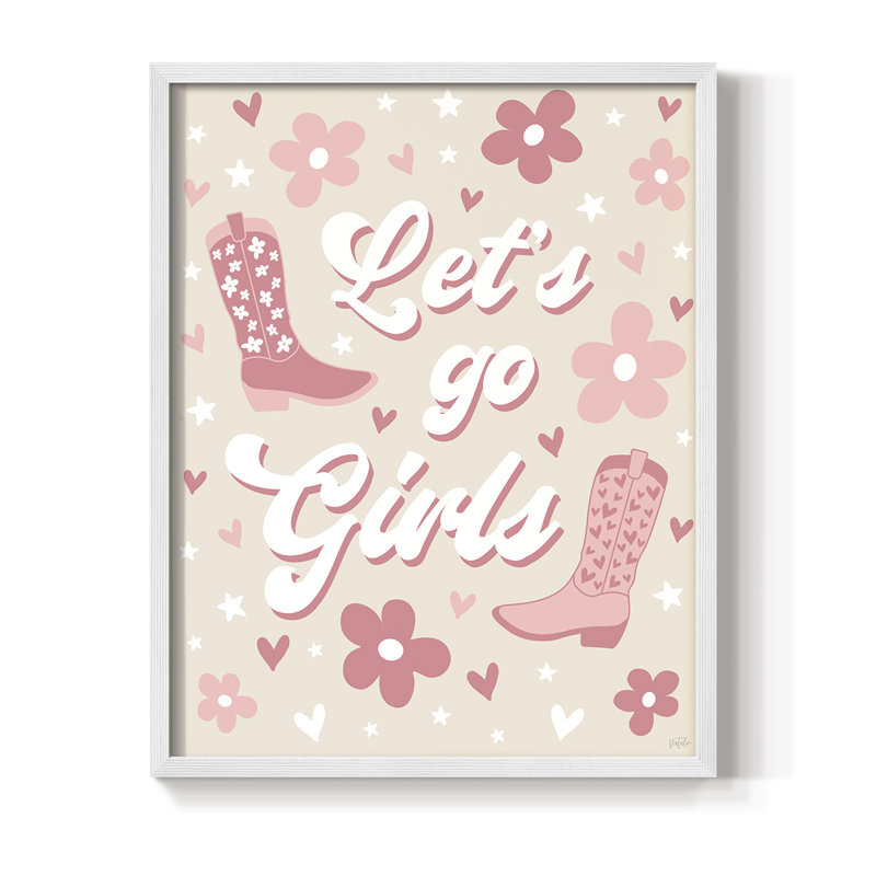 «Let Go Girls», reproduction encadrée - bois massif, H 30 po x l 24 po, Blanc