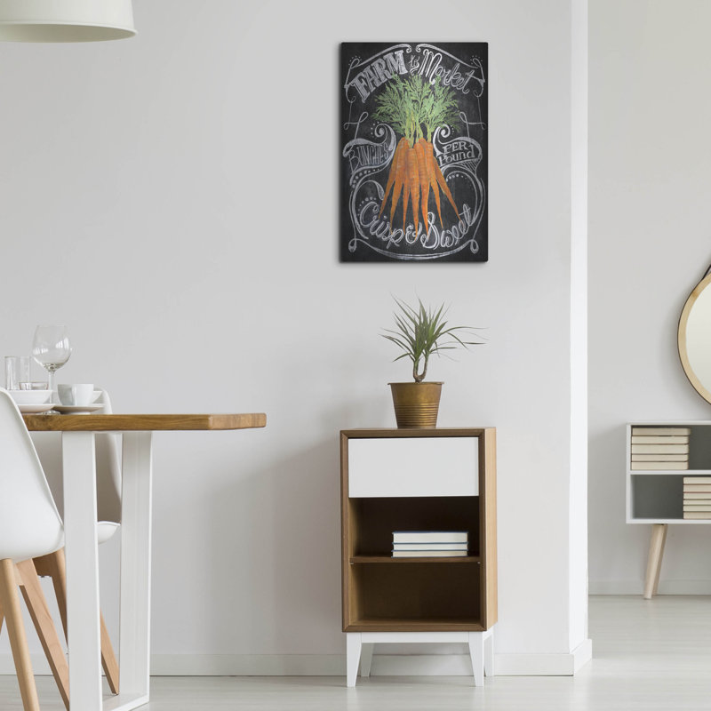  «Chalkboard Carrots» par Art Licensing Studio, art mural en métal, 16 po x 24 po, H 24 po x l 16 po