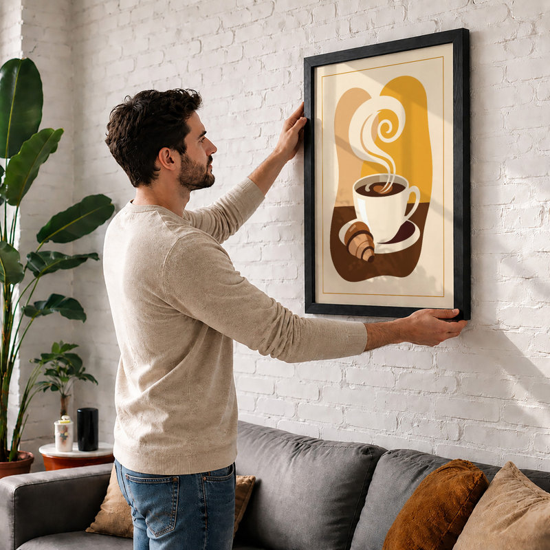 Morning Coffee Retro - Framed Print, Unframed, A1 - 84.1 x 59.4 cm