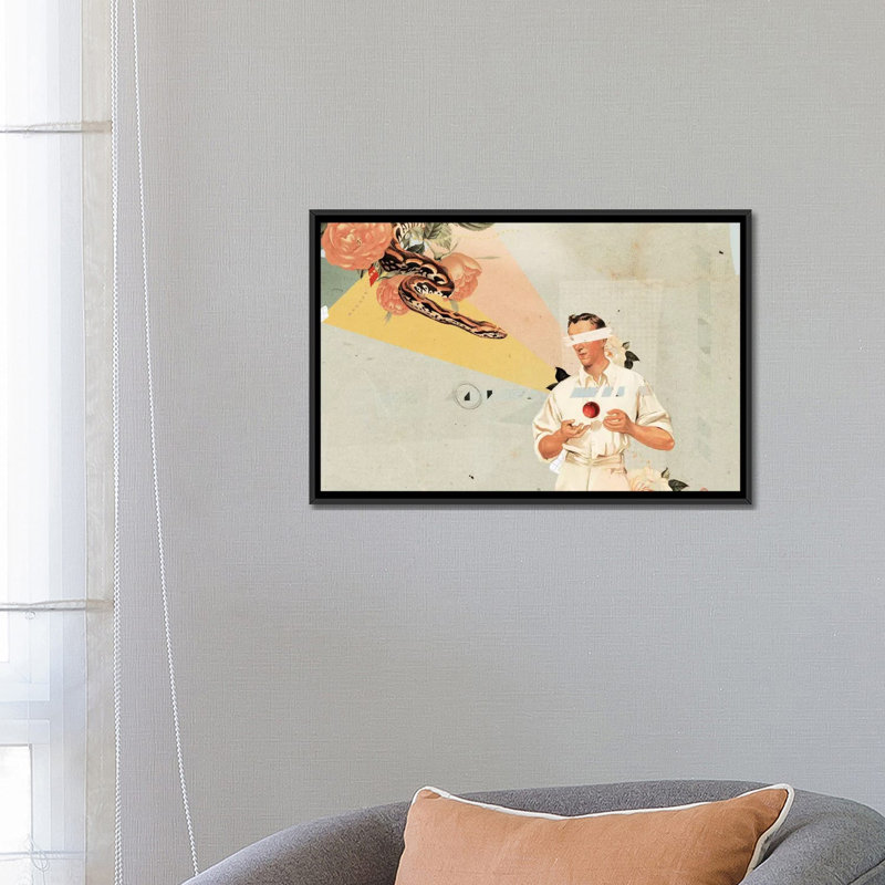 «A», impression sur toile, H 18 po x l 26 po x P 1,5 po, Pas de tapis, Toile encadrée noire