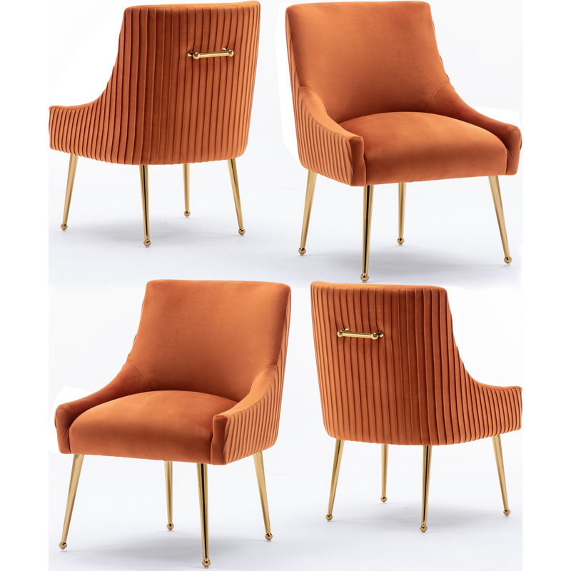 Baudel Velvet Side Chair, Orange