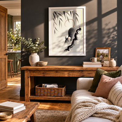 Squirrels Among Willow Japandi - Framed Print