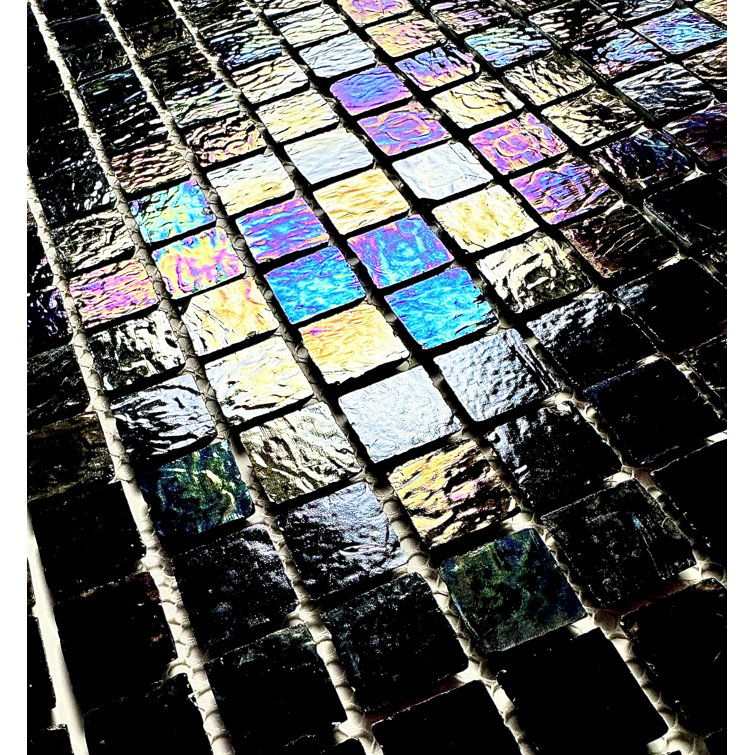 LEED Amber 0.75" x 0.75" Glass Mosaic Tile in Purple Blue