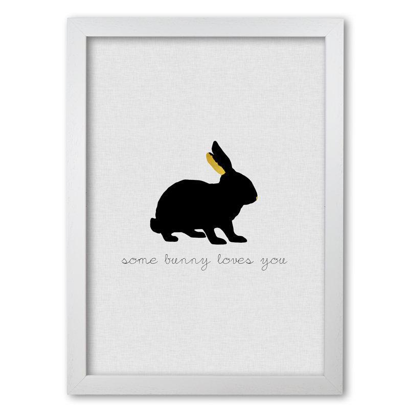 Some Bunny Loves You Animal - Print, White Grain Frame, 42 cm H x 30 cm W x 5 cm D