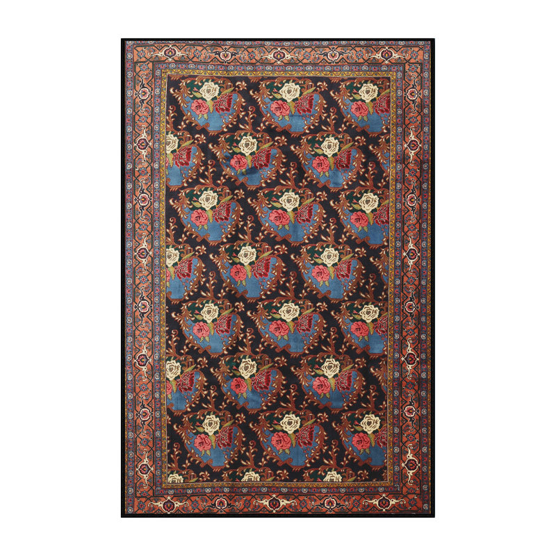 Brun/noir/Tapis décoratif bleu de Culberson oriental, Rectangle 8 pi x 10 pi