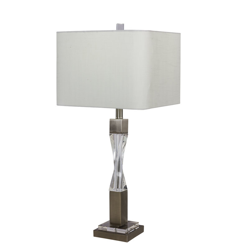 Lampe de table 30 po Riddleville, Acier brossé, Beige