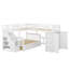 Lit simple superposé au dessus d'un lit double avec tiroirs, bureau et garde-robe-2002867485