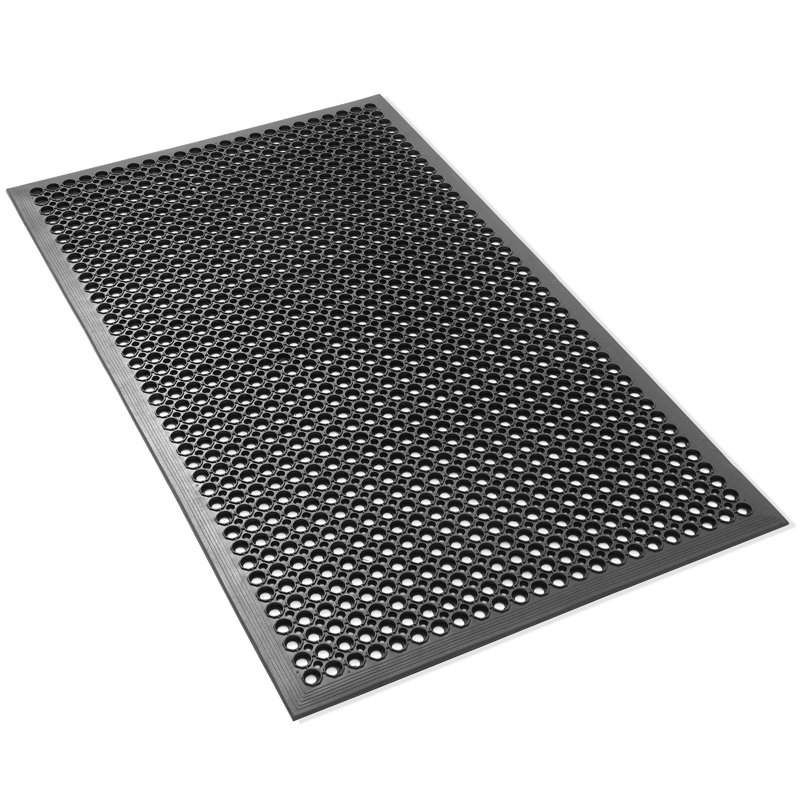Tapis de sol anti-fatigue pour restaurant, tapis de drainage en caoutchouc antidérapant, Rectangulaire 3 pi x 5 pi